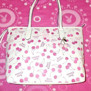 Juicy couture white and pink cherry tote bag purse
